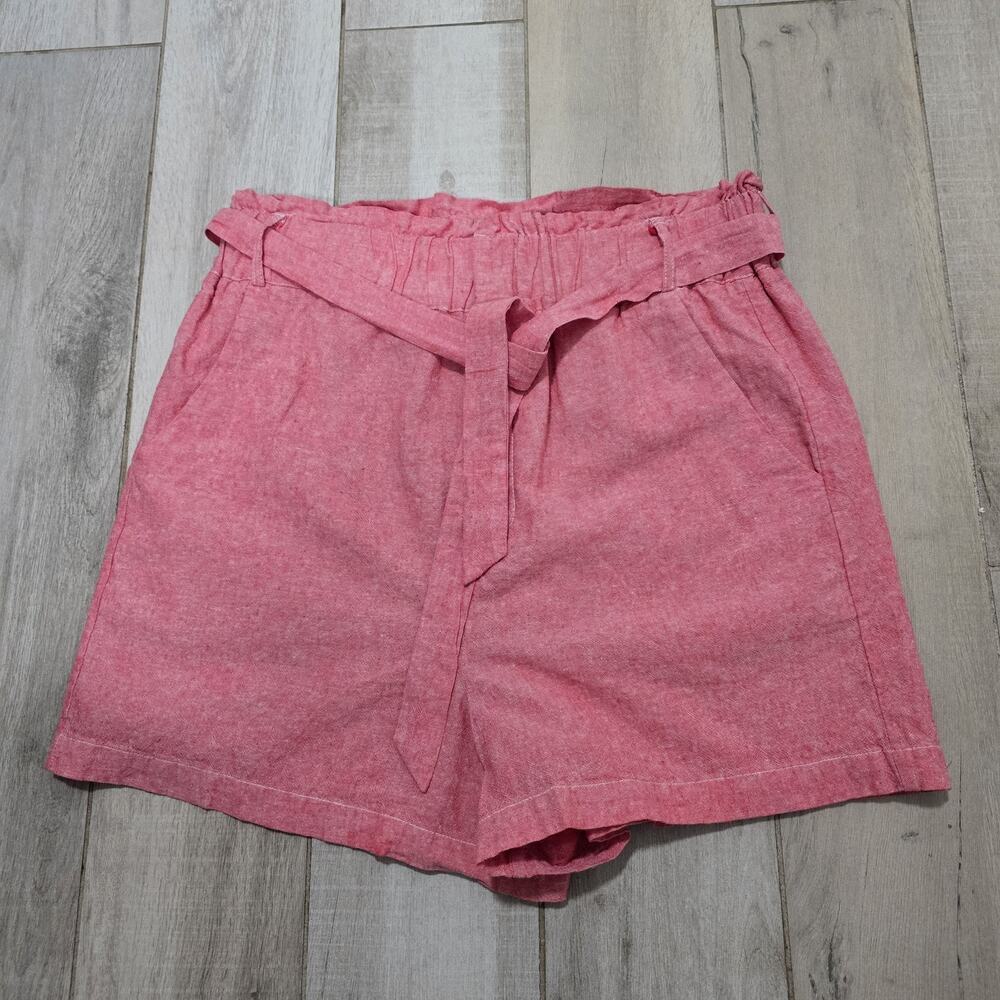 Draper James RSVP Womens Linen Blend Paperbag Shorts Heathered Pink Cruise Large - Picture 3 of 12